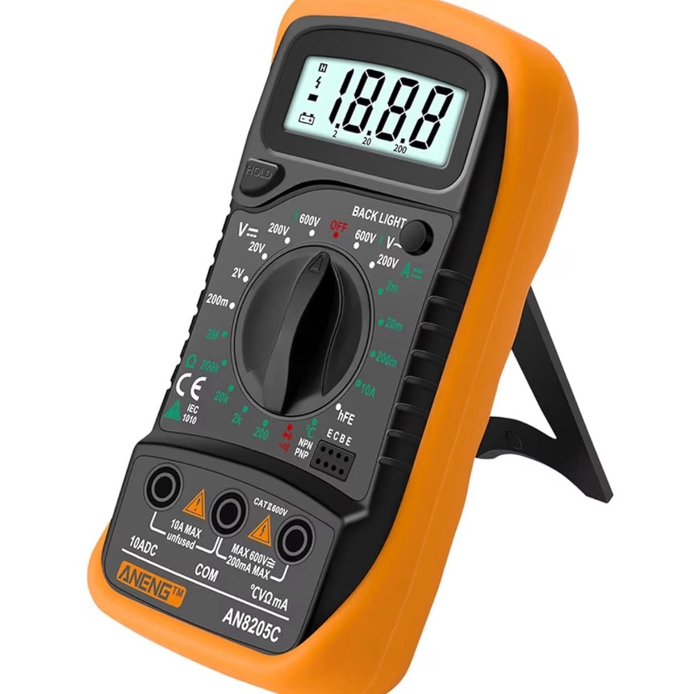 Yellow and Black Digital Multimeter with LCD Display